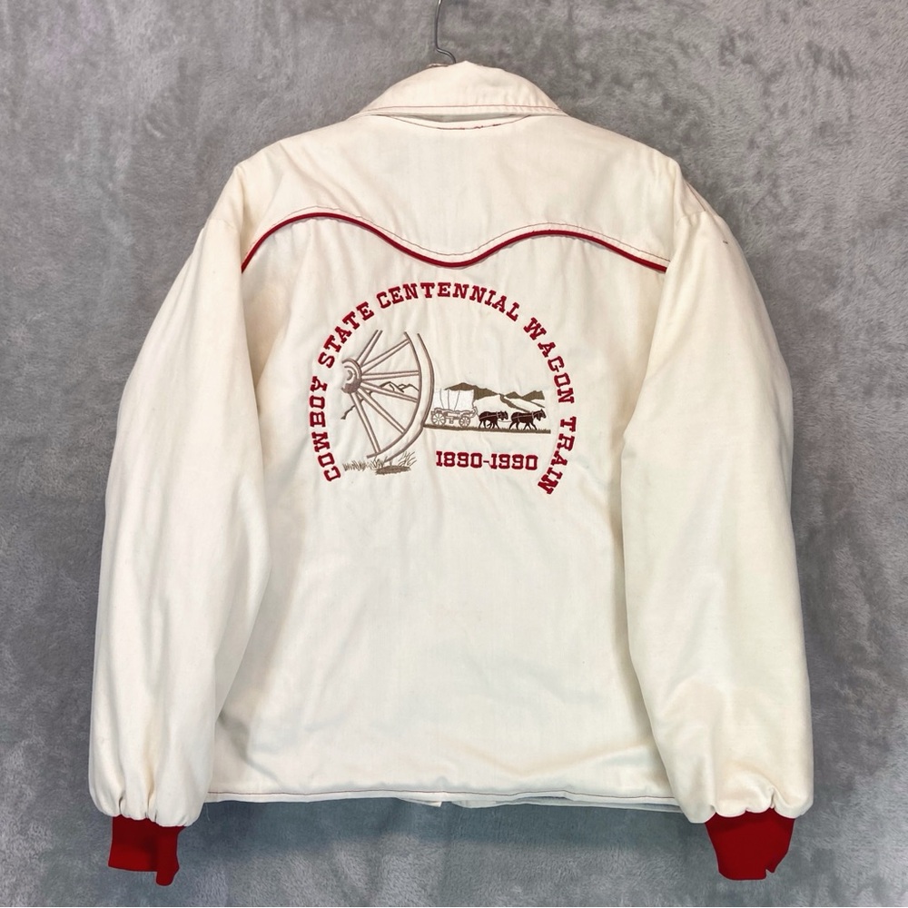 Unique Vintage State Centennial Wagon Train Western Bomber Jacket Made USA M